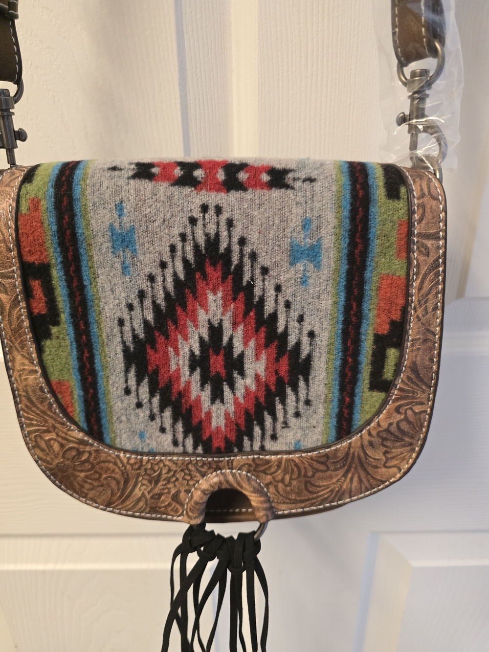 Justin Boots Multicolor Southwestern Crossbody with Fringe
